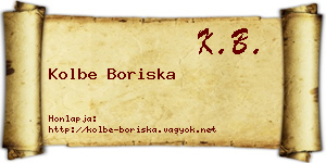 Kolbe Boriska névjegykártya